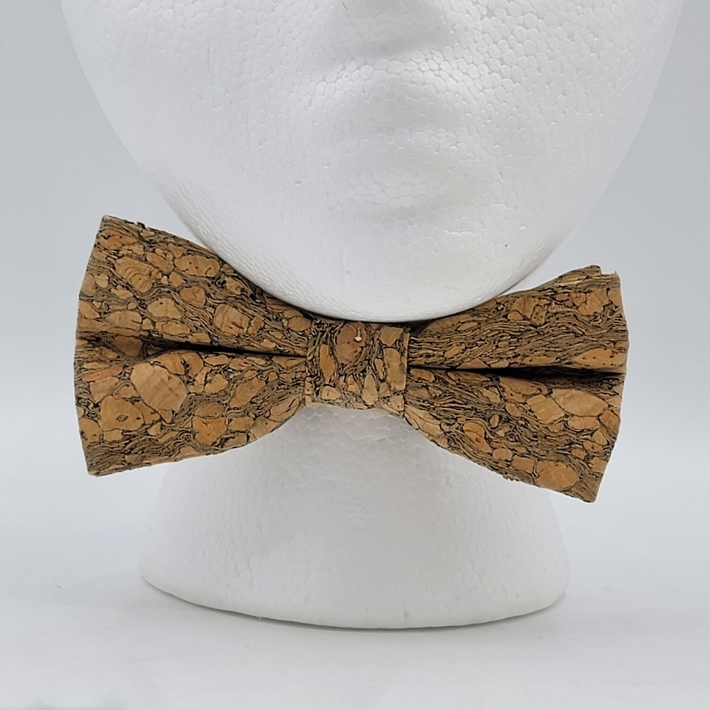 Artisan Bow Tie Cork Pattern Elastic Adjustable Pretied Butterfly Bowtie